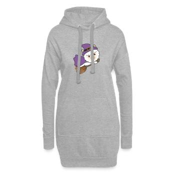 Alpaga Halloween Sorcière Enfants Costume de Sorcière - Sweat-shirt à capuche long Femme - gris chiné - Devant