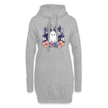 Halloween groovy Geist Hippie Blumen Vintage - Hoodie-Kleid - Grau meliert - Vorne