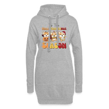 Tis' the Hallothanksmas Saison Corgi - Sweat-shirt à capuche long Femme - gris chiné - Devant