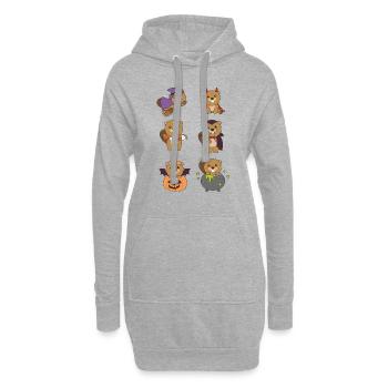 Biber Halloween Teufel Kürbis Vampier Kostüm - Hoodie-Kleid - Grau meliert - Vorne