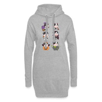 Kuh Halloween Teufel Kürbis Vampier Kostüm - Hoodie-Kleid - Grau meliert - Vorne