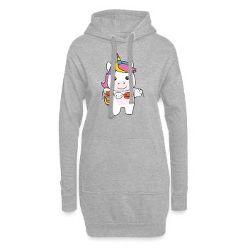 Einhorn Happy Halloween Kürbis Geist Kostüm - Hoodie-Kleid - Grau meliert - Vorne