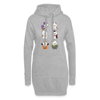 Alpaka Halloween Teufel Kürbis Vampier Kostüm - Hoodie-Kleid - Grau meliert - Vorne