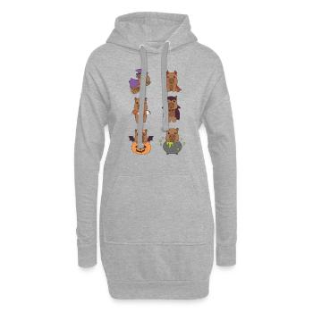 Capybara Halloween Teufel Kürbis Vampier Kostüm - Hoodie-Kleid - Grau meliert - Vorne
