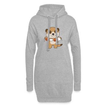 Suricate Joyeux Halloween Costume de Fantôme Citrouille - Sweat-shirt à capuche long Femme - gris chiné - Devant