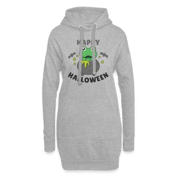 Grenouille Joyeux Halloween Chèvrerie de sorcière - Sweat-shirt à capuche long Femme - gris chiné - Devant