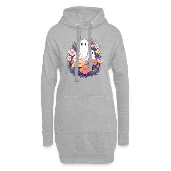 Halloween groovy Mama Geist Hippie Blumen Vintage - Hoodie-Kleid - Grau meliert - Vorne