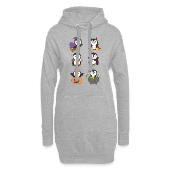Pinguin Halloween Teufel Kürbis Vampier Kostüm - Hoodie-Kleid - Grau meliert - Vorne