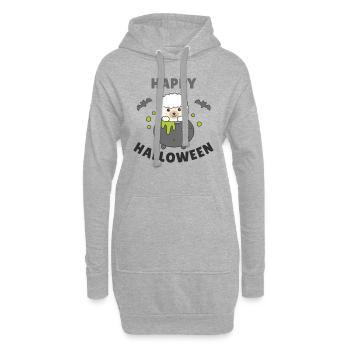 Chauve-souris chaudron de sorcière d'Alpaga Happy Halloween - Sweat-shirt à capuche long Femme - gris chiné - Devant
