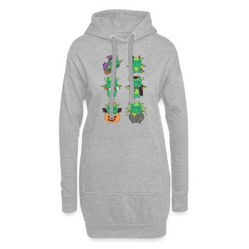 Drache Halloween Teufel Kürbis Vampier Kostüm - Hoodie-Kleid - Grau meliert - Vorne