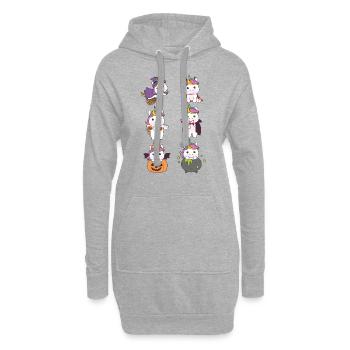 Einhorn Halloween Teufel Kürbis Vampier Kostüm - Hoodie-Kleid - Grau meliert - Vorne