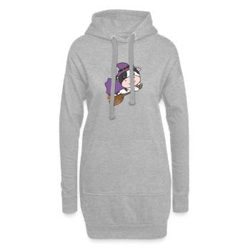Cow Halloween Witch Kids Witch Costume - Hoodie Dress - heather grey - Front