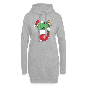 Frosch Weihnachten Schnee Winter Tiere Frosch - Hoodie-Kleid - Grau meliert - Vorne