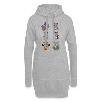 Nashorn Halloween Teufel Kürbis Vampier Kostüm - Hoodie-Kleid - Grau meliert - Vorne