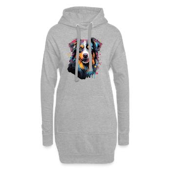 Aquarelle Berger Australien coloré - Sweat-shirt à capuche long Femme - gris chiné - Devant