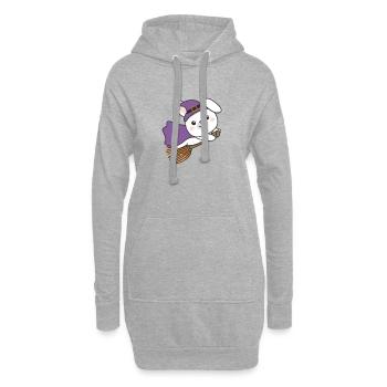 Bunny Halloween Sorcière Enfants Costume de Sorcière - Sweat-shirt à capuche long Femme - gris chiné - Devant