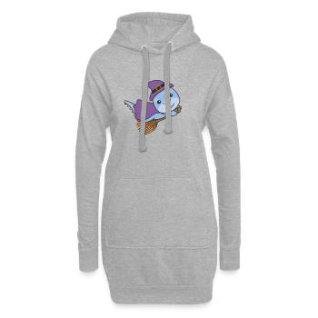 Dino Halloween Hexe Kinder Hexen Kostüm - Hoodie-Kleid - Grau meliert - Vorne