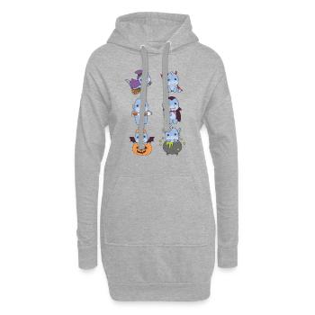 Dino Halloween Teufel Kürbis Vampier Kostüm - Hoodie-Kleid - Grau meliert - Vorne