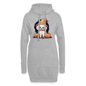 Halloween Witch Hat Pumpkin Dog Poodle - Sweat-shirt à capuche long Femme - gris chiné - Devant