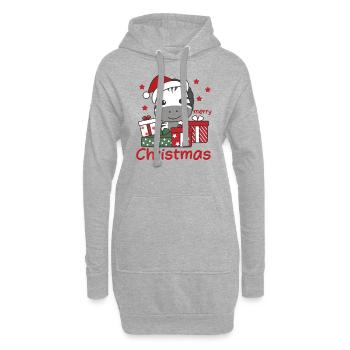 Zebra Weihnachten Geschenk Winter Tiere Zebra - Hoodie-Kleid - Grau meliert - Vorne