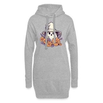 Halloween groovy Geist Hippie Blumen - Hoodie-Kleid - Grau meliert - Vorne