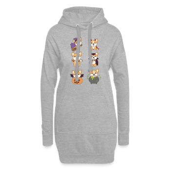 Corgi Halloween Teufel Kürbis Vampier Kostüm - Hoodie-Kleid - Grau meliert - Vorne