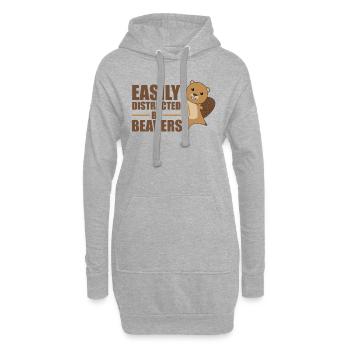 Facilement distrait par les castors - castor mignon - Sweat-shirt à capuche long Femme - gris chiné - Devant