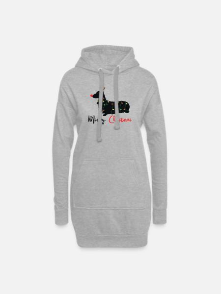 Dackel Weihnachten Winter Tiere Hunde - Hoodie-Kleid - Grau meliert