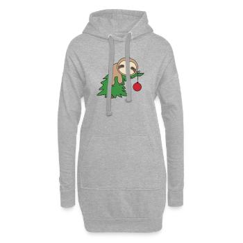 Merry Slothmas lustiges Faultier Weihnachtsbaum - Hoodie-Kleid - Grau meliert - Vorne