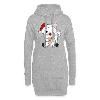 Katze Weihnachten Schnee Winter Tiere Katzen - Hoodie-Kleid - Grau meliert - Vorne