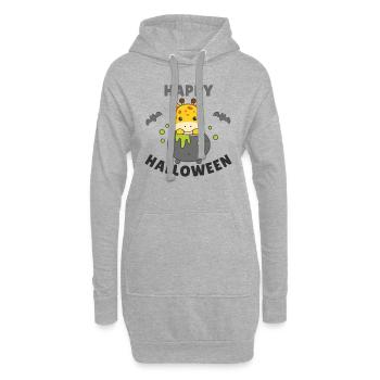 Giraffe Happy Halloween Hexenkessel Fledermaus - Hoodie-Kleid - Grau meliert - Vorne