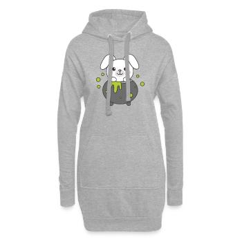 Hase Happy Halloween Hexenkessel Fledermaus - Hoodie-Kleid - Grau meliert - Vorne