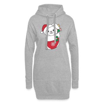 Lapin Noël Neige Hiver Animaux Bunny - Sweat-shirt à capuche long Femme - gris chiné - Devant