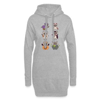 Chat siamois Halloween Diable Citrouille Costume de Vampire - Sweat-shirt à capuche long Femme - gris chiné - Devant