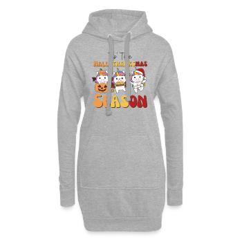 Tis' la licorne de la saison Hallothanksmas - Sweat-shirt à capuche long Femme - gris chiné - Devant