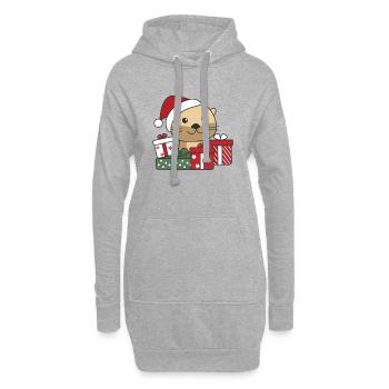 Loutre Cadeau de Noël Animaux d’hiver Loutre Loutre - Sweat-shirt à capuche long Femme - gris chiné - Devant