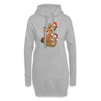 Castor Arbre de Noël Animaux de Noël Castor - Sweat-shirt à capuche long Femme - gris chiné - Devant
