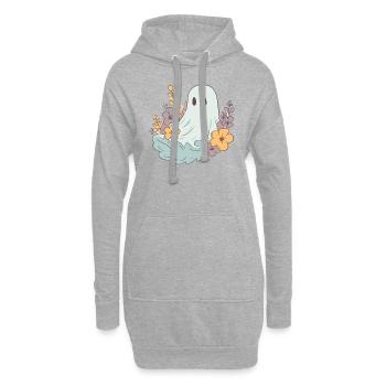 Halloween groovy Geist Hippie Blumen Vintage - Hoodie-Kleid - Grau meliert - Vorne