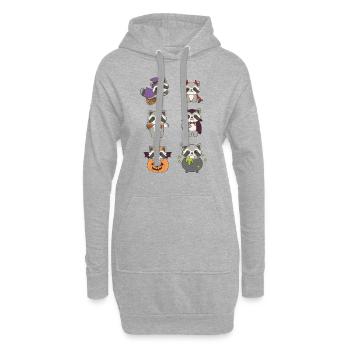 Waschbär Halloween Teufel Kürbis Vampier Kostüm - Hoodie-Kleid - Grau meliert - Vorne
