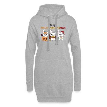 Happy Hallothanksmas Hase Weihnachts Hasen - Hoodie-Kleid - Grau meliert - Vorne