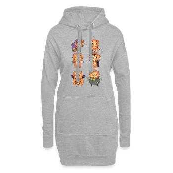 Triceratops Halloween Teufel Kürbis Vampier Kostüm - Hoodie-Kleid - Grau meliert - Vorne