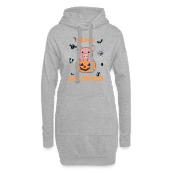 Schwein in Kürbis süße Schweine Happy Halloween - Hoodie-Kleid - Grau meliert - Vorne