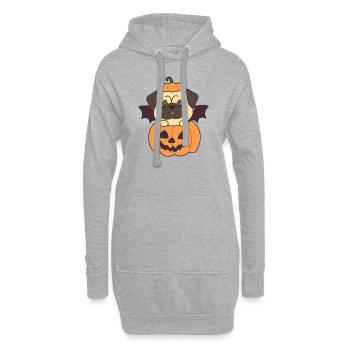 Carlin Joyeux Halloween Citrouille Chauve-souris Costume - Sweat-shirt à capuche long Femme - gris chiné - Devant