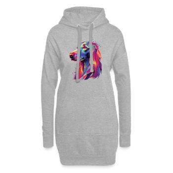 Wasserfarben Farbenfroher Saluki - Hoodie-Kleid - Grau meliert - Vorne