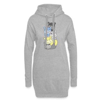 Periboy Flag Pride LGBTQ süßer Hippo Stapel - Hoodie-Kleid - Grau meliert - Vorne