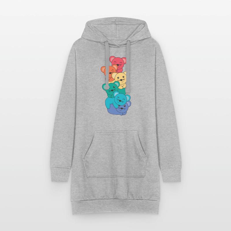 Rainbow Flag Pride LGBTQ Cute Mouse Stack Sweat-shirt à capuche long Femme