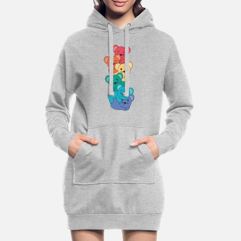 Rainbow Flag Pride LGBTQ Cute Mouse Stack Sweat-shirt à capuche long Femme