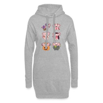 Axolotl Halloween Teufel Kürbis Vampier Kostüm - Hoodie-Kleid - Grau meliert - Vorne
