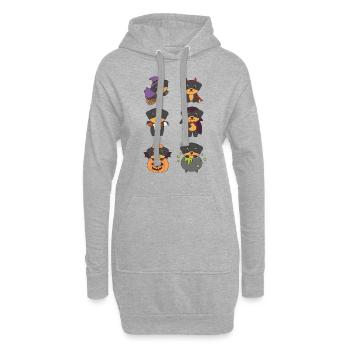 Rottweiler Halloween Teufel Kürbis Vampier Kostüm - Hoodie-Kleid - Grau meliert - Vorne