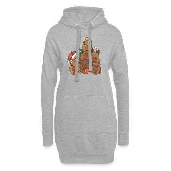 Capybara Arbre de Noël Drôle Animal Noël - Sweat-shirt à capuche long Femme - gris chiné - Devant